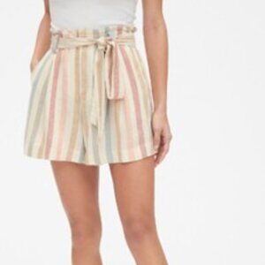 High Rise Stripe Paperbag Shorts size small LAND & SEA